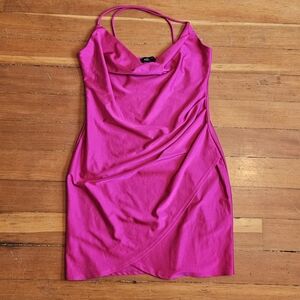 Pink Strappy Wrap Dress